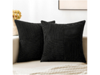 MIULEE Black Decorative Throw Pillow Covers 18x18 Inch for Couch Bed Sofa Pack of 2 Boho Farmhouse Throw Pillows Soft Cross Corduroy Patchwork Textured Cushion Cases