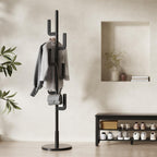 Solid Wood Cactus Coat Rack, Freestanding Coat Rack With 6 L-Shaped Hooks and 3 Adjustable Sizes, Coat Tree for Bedroom, Entryway, Livingroom, Coat Hanger Stand for Coats, Handbags (Walnut)