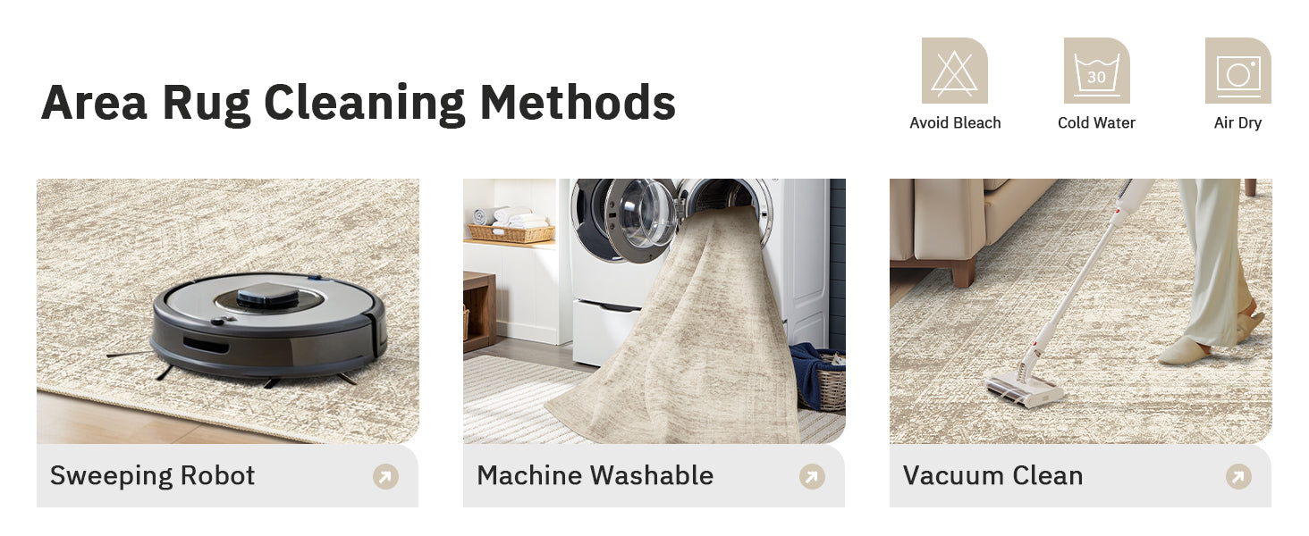 Soalmost Washable Area Rug 8x10, Large Soft Rugs for Living Room Vintage Beige Carpet 8x10 Area Rugs for Bedroom Dining Room Non-Slip Stain Resistant Under Table Rug