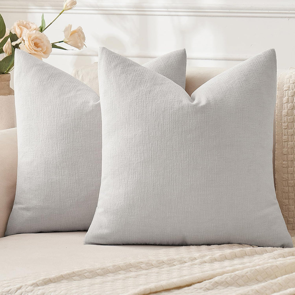 Olive Green Couch Pillow Covers 18x18 Inch, Set of 2 Soft Chenille Decorative Square Throw Pillow Covers Farmhouse for Sofa Living Room Bed