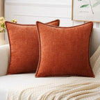 MIULEE Pack of 2 Couch Throw Pillow Covers 18x18 Inch Sage Green Farmhouse Decorative Pillow Covers with Stitched Edge Soft Chenille Solid Dyed Summer Pillow Covers for Sofa Bed Living Room